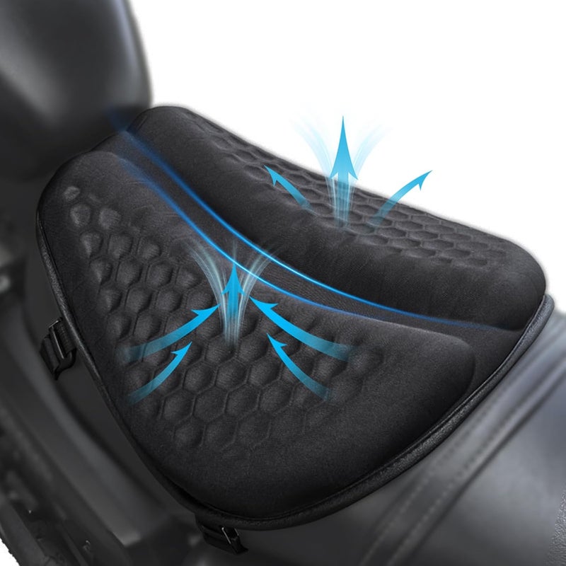 PACEWALKER Foldable Motorcycle Gel Seat Cushion with Detachable Sunshade Cover, 3D Dome-Shaped Shock Absorption Seat Pad for Long Rides, Breathable & Anti-Slip Design - Image 5